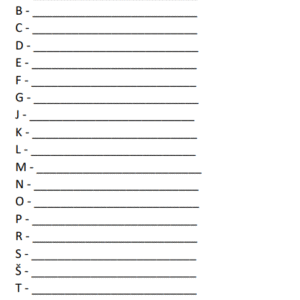 Įrašyk po vaisių ar uogą kiekvienai raidei